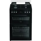 Hotpoint HDG6GDCB1 60cm Double Oven Gas Cooker with Catalytic Liners and Glass Lid - Black