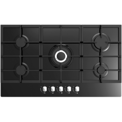 Cata UBGOG901BK 90cm 5 Burner Gas on Glass Hob - Black