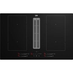 Beko HIXI84700UP 80cm Induction Hob with Integrated Vented Extractor - Black