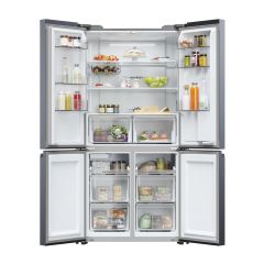 Haier HCR5919EHMB 90cm Frost Free American Style Fridge Freezer - Brushed Black