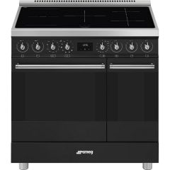 Smeg C92IPMB2 Symphony Classic 90cm Electric Induction Range Cooker with Pyrolytic Cleaning - Matte Black