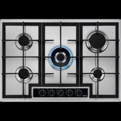 AEG 6000 Series HGB75420YM 75cm Slimline Gas Hob with Front Knob Controls - Stainless Steel