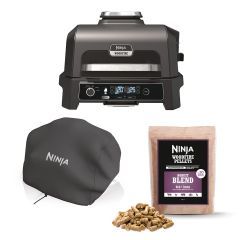 Ninja OG850UK Woodfire Pro XL Electric BBQ Grill & Smoker with Cover and Pellets - Black/Grey