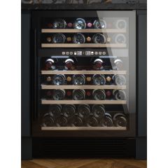 Cata UBBKWC60 60cm Wide 46 Bottle Wine Cooler - Black Glass