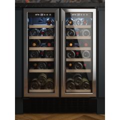 Cata UBSSWC60DD 60cm Wide 32 Bottle Double Door Wine Cooler - Stainless Steel